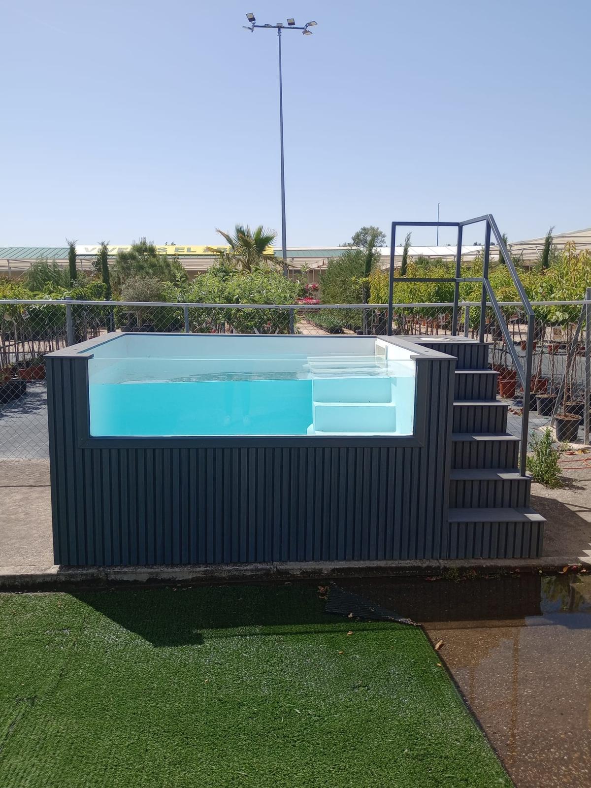 Piscina Elevada de patio 3 x 1,9 M con cristal extendido (21PPCO/24 AR)