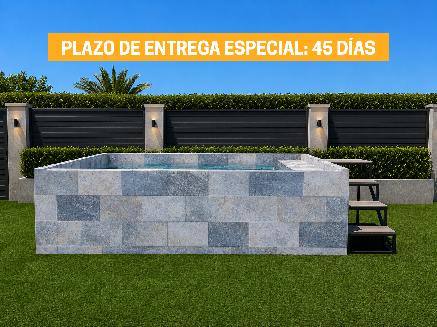 Piscina Elevada SOLPOOL 3,80 x 2,20x1,12 m (SOL) - Escalera interior derecha